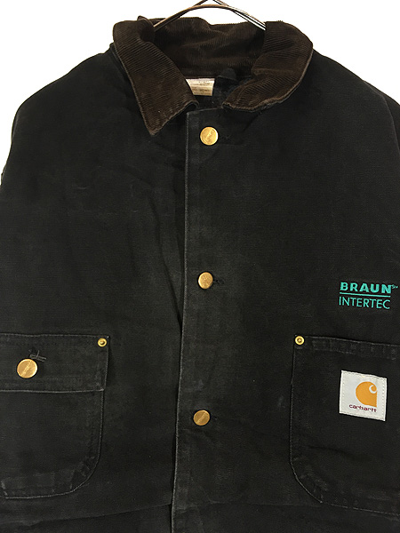 古着 80s USA製 Carhartt 裏地 ストライプ ブランケット ブラック