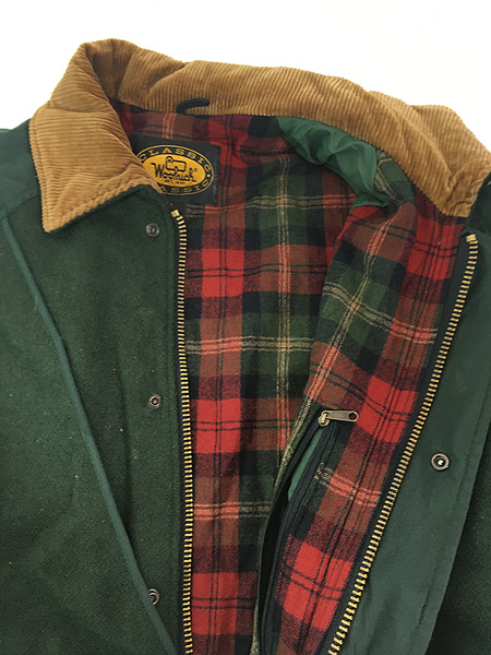 古着 90s USA製 WoolRich Vポケット 比翼 防寒 パデット ウール