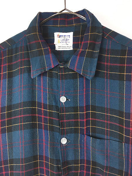 古着 60s Golden Key 好配色 タータン チェック ボックス レーヨン
