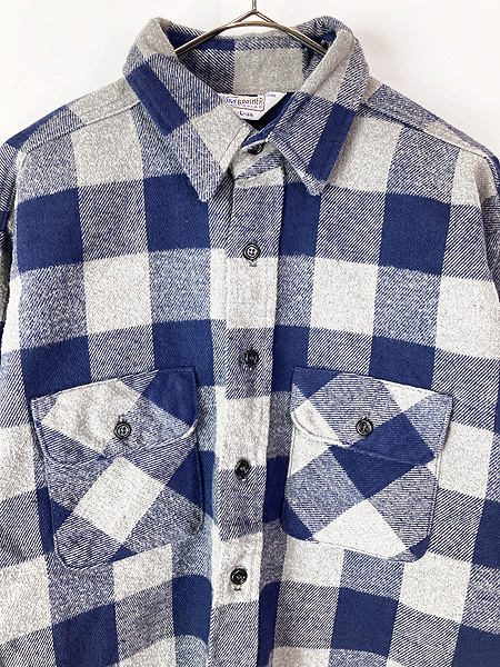 古着 80s USA製 FIVE BROTHER ブルー × グレー ブロック チェック
