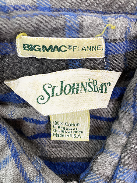 古着 80s USA製 St John's Bay BIG MAC ブルー × グレー × ブラック