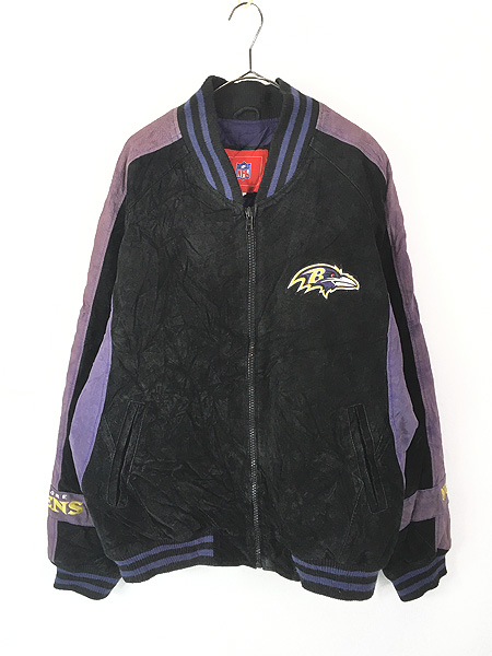 古着 90s NFL Baltimore Ravens レイブンズ 本革 スエード レザー