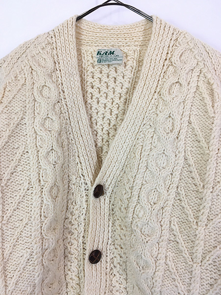 古着 70s K.A.M ケーブル編み アラン フィッシャーマン ローゲージ