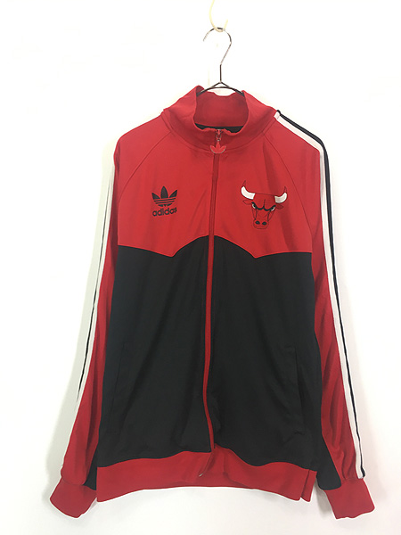 古着 adidas NBA Chicago Bulls ブルズ 3ライン 光沢 ジャージ トップ