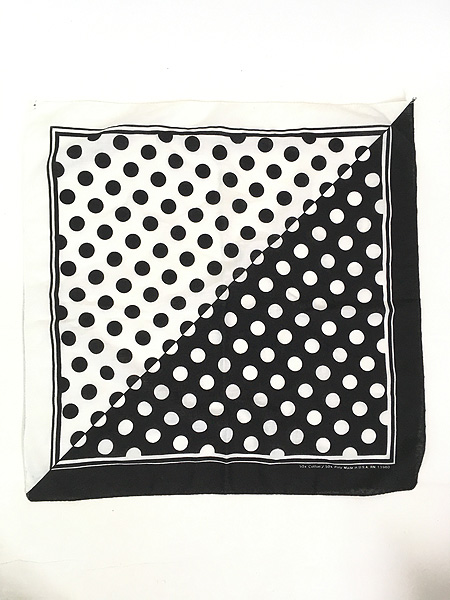 雑貨 古着 80s USA製 モノトーン ドット 総柄 バンダナ 小物 古着