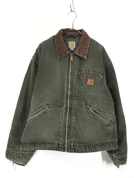 古着 90s Carhartt 裏地 チェック ブランケット MOS モスグリーン