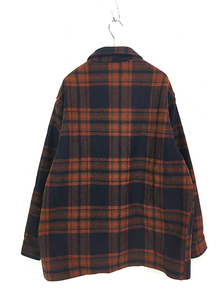 古着 70s USA製 Pendleton オレンジ チェック メルトン ウール