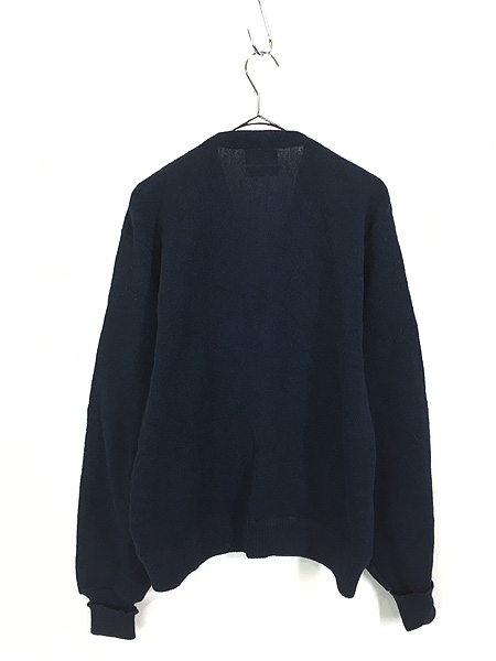 古着 70s VAN HEUSEN 豪華 100% アルパカ ニット カーディガン Dブルー