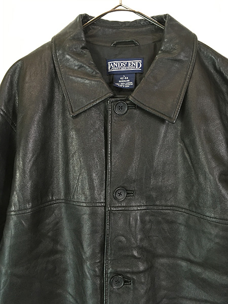 最終売り尽し】古着 90s LANDS' END パデッド 本革 オール ラムスキン