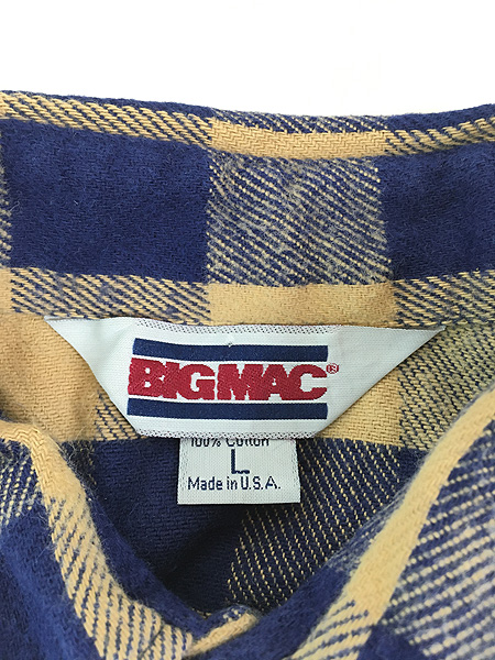 古着 80s USA製 BIG MAC ネイビー × ベージュ ブロック チェック