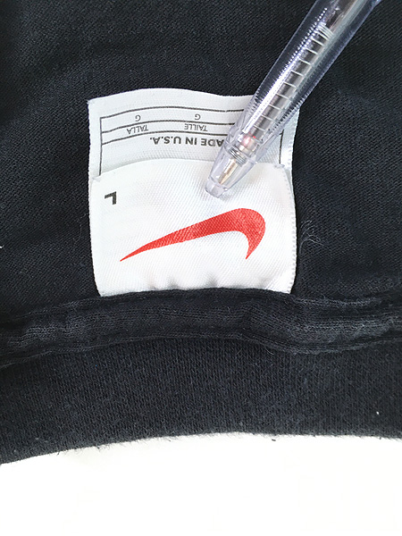 古着 90s USA製 NIKE センター スウォッシュ ロゴ 刺しゅう 長袖 T