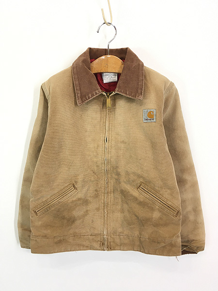 キッズ 古着 80s Carhartt レッド キルティング ライナー ブラウン