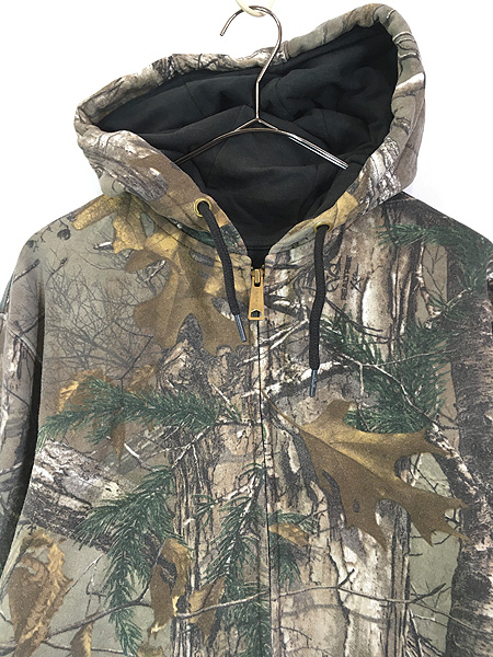古着 Carhartt リアルツリー カモ 迷彩 スウェット ジップ パーカー S