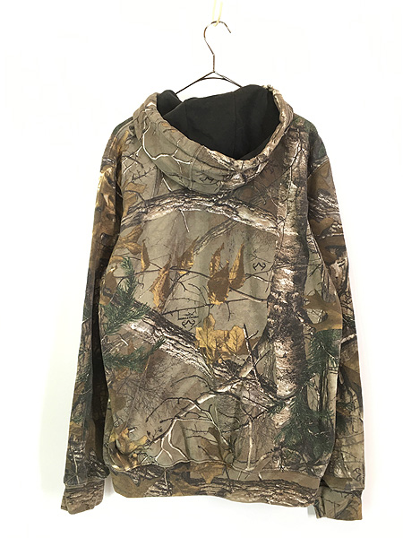古着 Carhartt リアルツリー カモ 迷彩 スウェット ジップ パーカー S