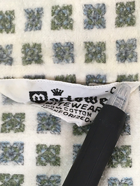 古着 60s Marlowe Nite Wear 小紋柄 総柄 開襟 ボックス フランネル
