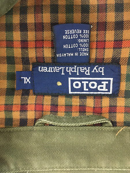 古着 90s Polo Ralph Lauren チェック ライナー ワンポイント コットン