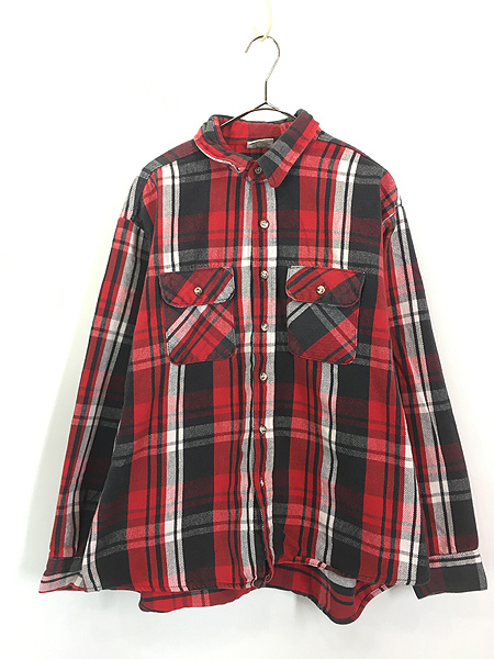 古着 90s FIVE BROTHER レッド チェック ヘビー フランネル コットン