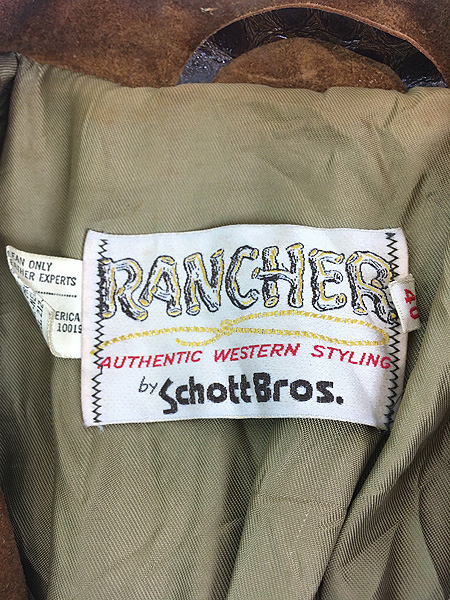 古着 70s Rancher by Schott Bros フリンジ ウエスタン 本革 スエード