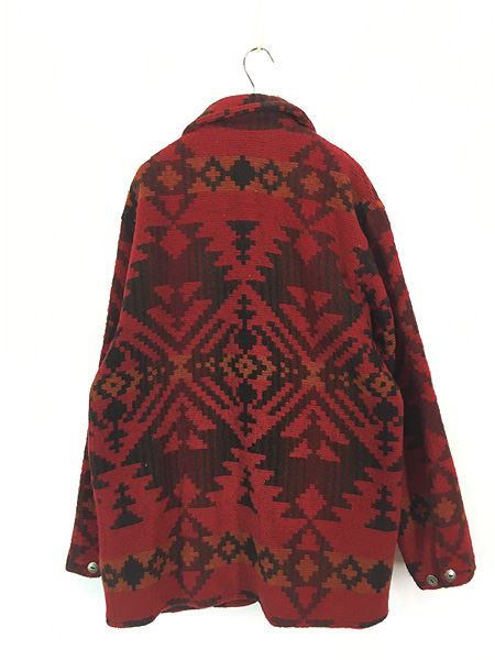 古着 80s USA製 WoolRich ネイティブ チマヨ 総柄 ウール ブランケット