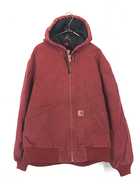 古着 Carhartt ダーク レッド ダック 防寒 パデット アクティブ