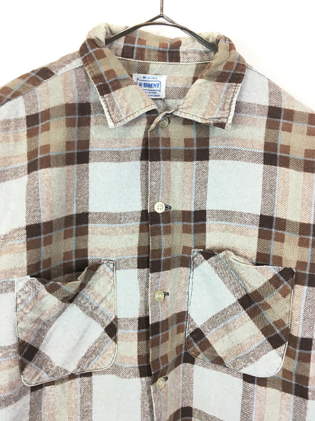 古着 60s BRENT ブラウン チェック プリント コットン フランネル