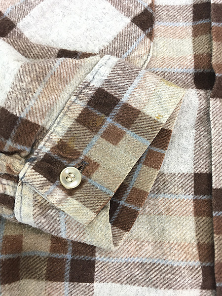 古着 60s BRENT ブラウン チェック プリント コットン フランネル