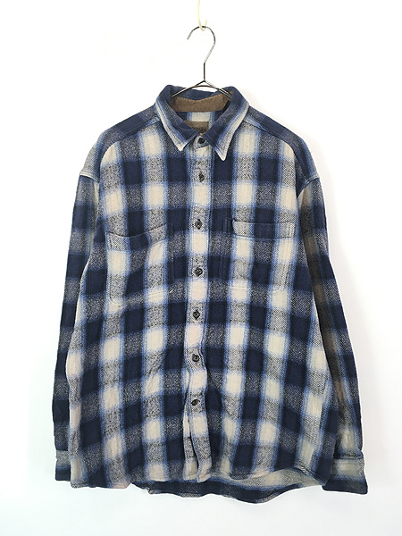 古着 00s St John's Bay ブルー オンブレ シャドー チェック ヘビー