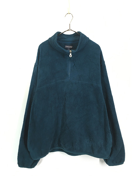 古着 90s USA製 LANDS' END 無地 ソリッド ハーフジップ プルオーバー