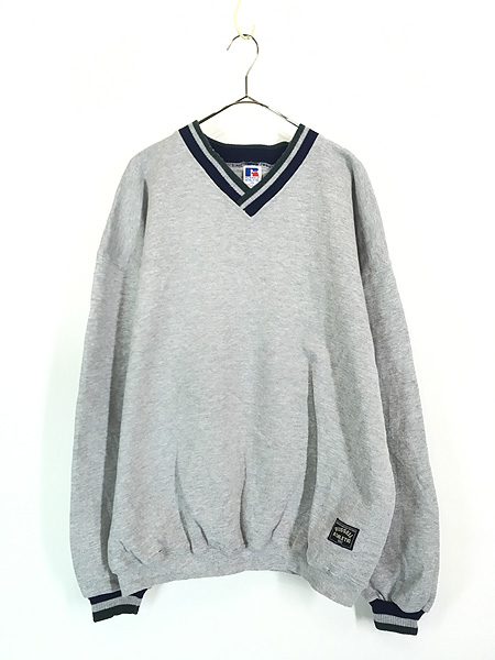 古着 90s USA製 Russell 3カラー リブ Vネック トリム スウェット