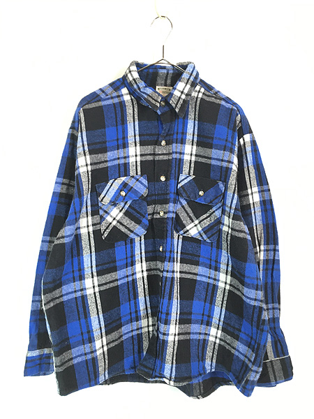 古着 90s USA製 FIVE BROTHER 好配色 ブルー × ブラック チェック