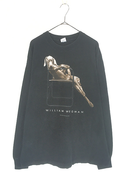 古着 90s USA製 WILLIAM WEGMAN 犬 アニマル フォト アート 長袖 T