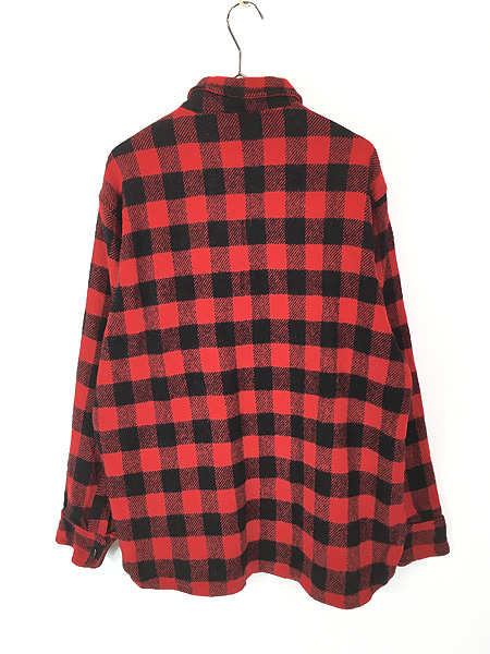 古着 70s LL Bean 筆記体タグ ブロック チェック ヘビー ウール シャツ