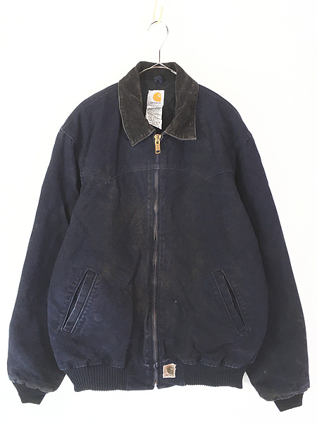 古着 00s Carhartt ウエスタン ヨーク パデッド ネイビー ダック