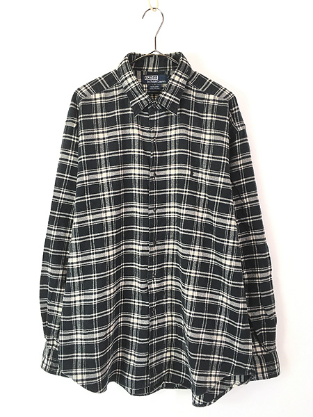 古着 90s Ralph Lauren 「MARLOWE」 黒×白 チェック フランネル シャツ
