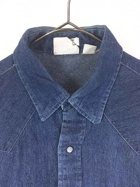 古着 80s Lee 白タグ ブルー デニム ウエスタン シャツ 16 1/2位
