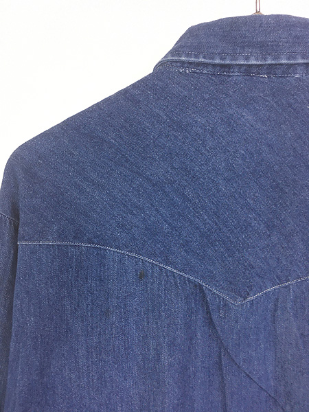 古着 80s Lee 白タグ ブルー デニム ウエスタン シャツ 16 1/2位