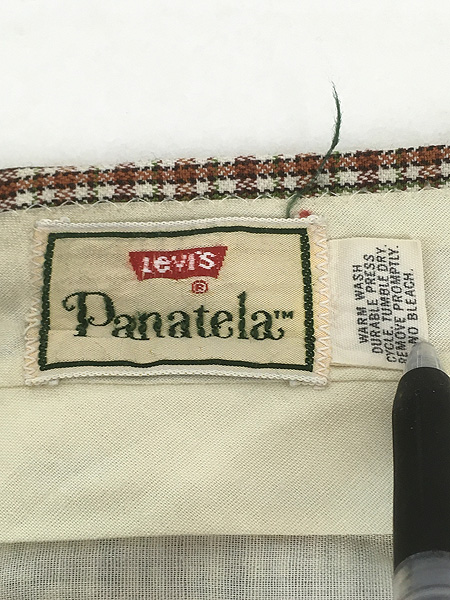 古着 70s Levi's Panatela レトロ チェック コットン フレア パンツ