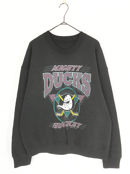 古着 90s NHL Mighty Ducks ダックス スウェット トレーナーXL位 古着