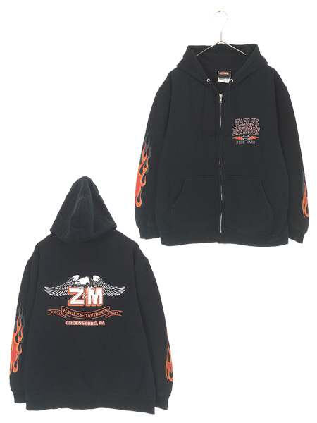 古着 10s HARLEY DAVIDSON イーグル ファイヤー 4面 プリント