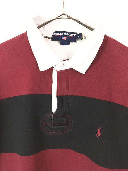 古着 90s POLO SPORT Ralph Lauren 赤×黒 ボーダー ナンバリング