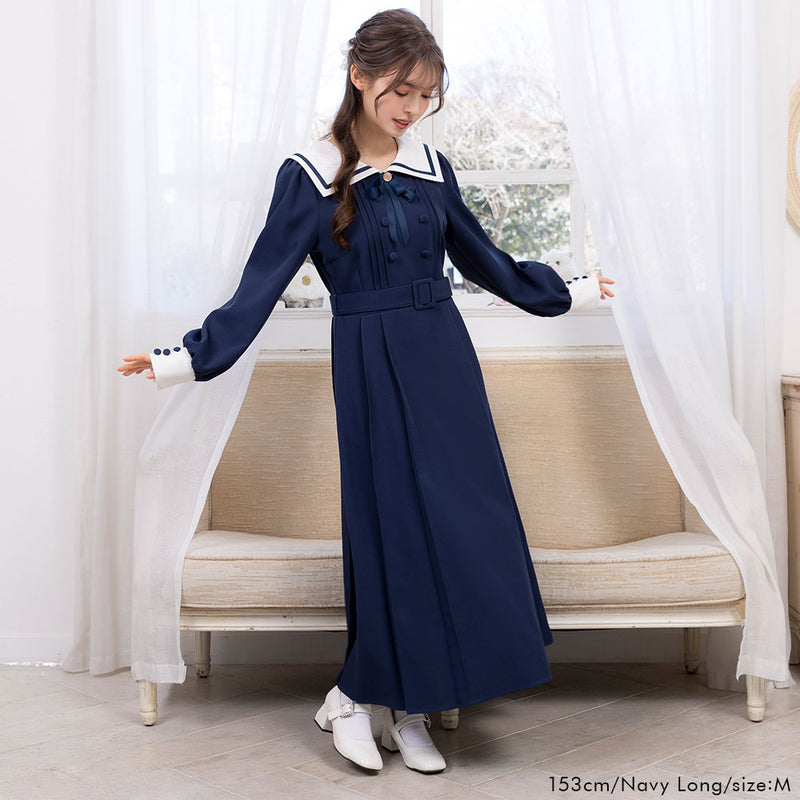 セーラーカラーサイドプリーツワンピース – レディースファッション