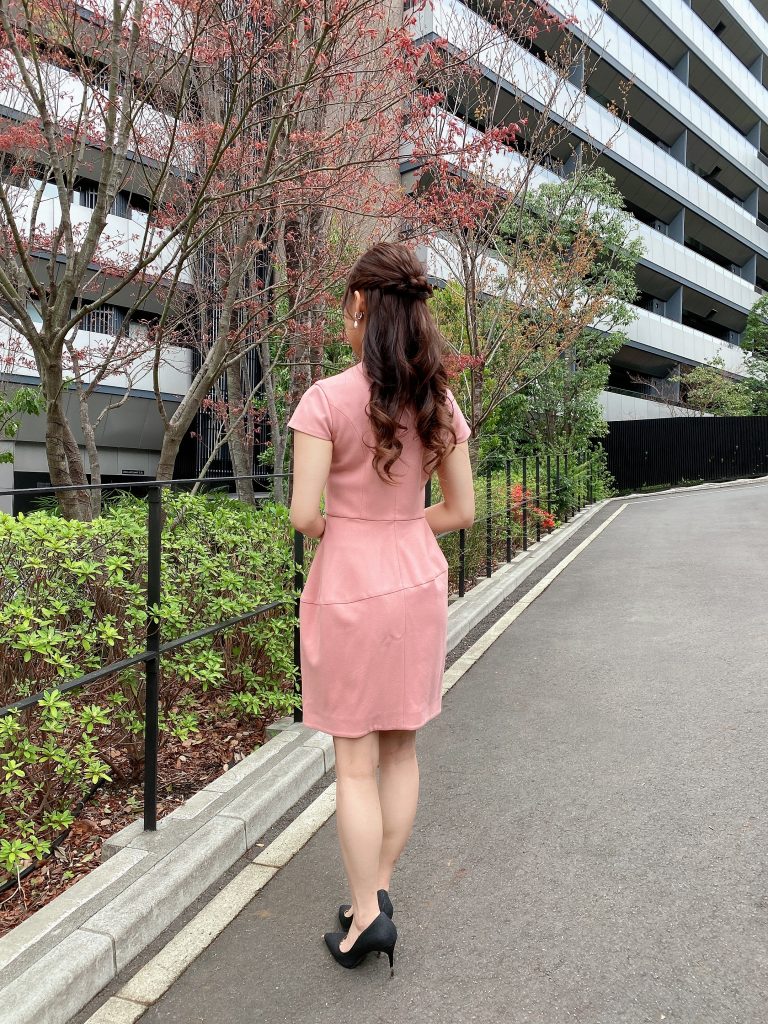 YOKO CHAN ヨーコチャン ウエストパール半袖（ピンク）ドレス | 結婚式