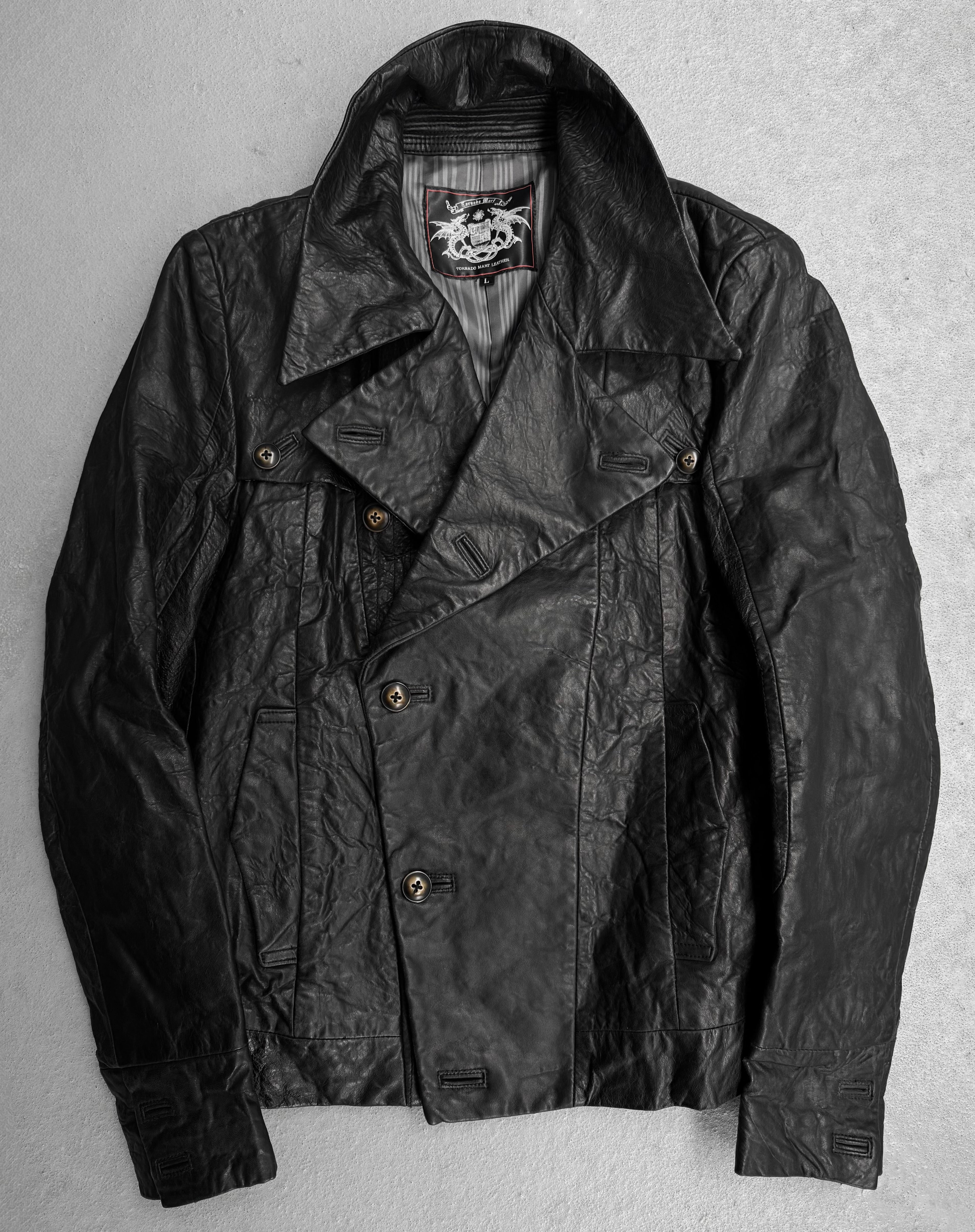 Tornado Mart Early 00s Cropped Double-breasted Sheepskin Leather