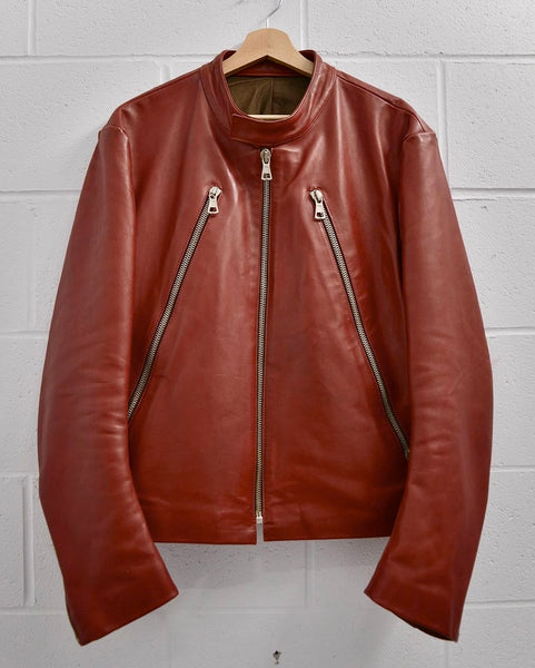 Maison Martin Margiela AW00 Red Cowhide Leather 5-zip Rider Jacket
