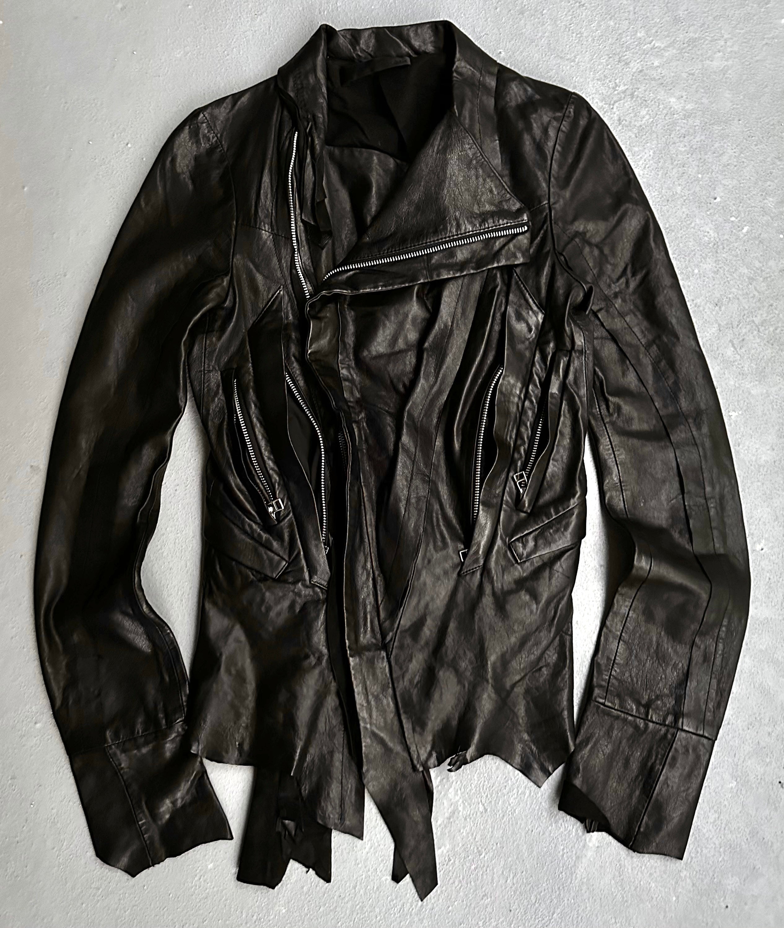 EKAM Early 00s Multi-pockets Asymmetrical Sheepskin Leather Double