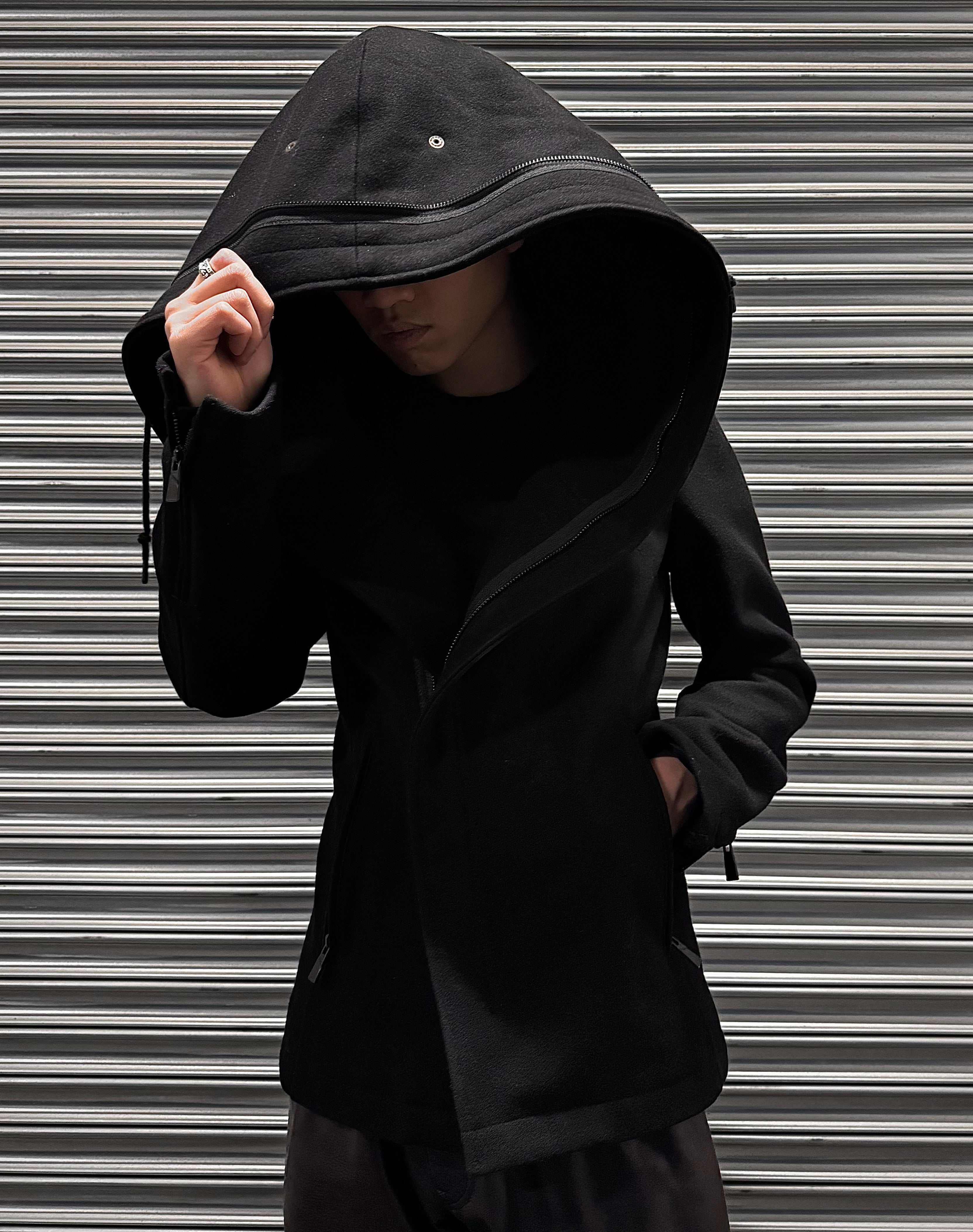 KATHARINE HAMNETT Early 00s Convertible 'Alien' Wool Hooded Rider