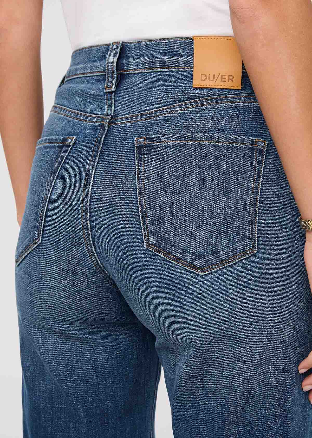 Women's High Rise Wide Leg Blue Hudson Stretch Jeans