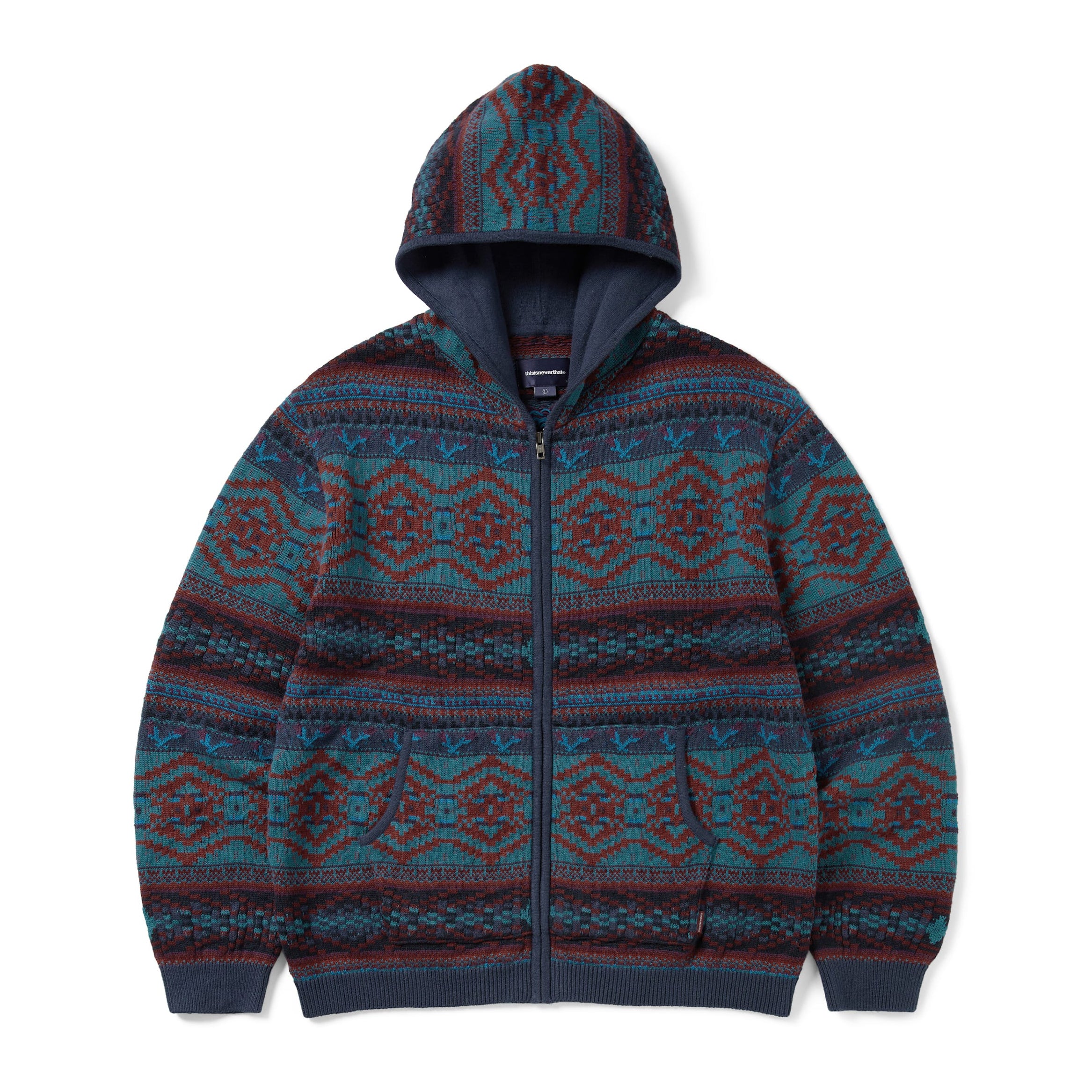 thisisneverthat Hooded Zip Up Sweater | Navy | TN243KKNZK02 – DVSN