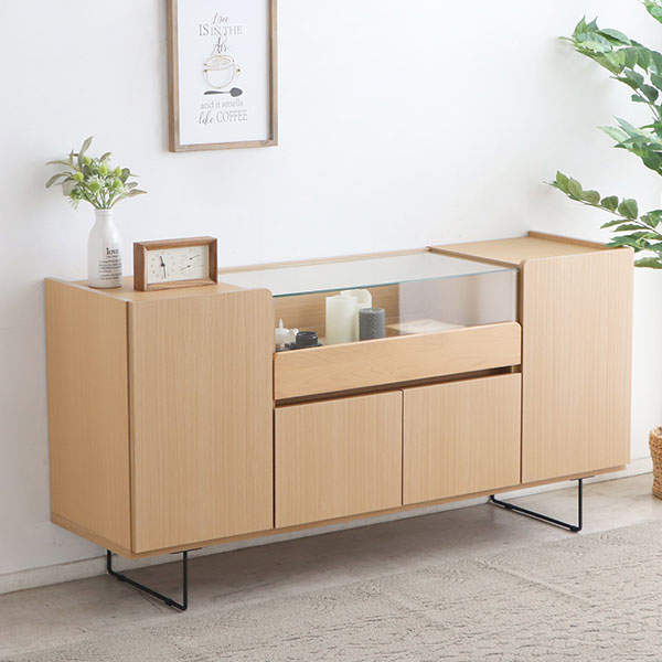 東馬 アトリス サイドボード W1495×D420×H748mm ナチュラル: オフィス