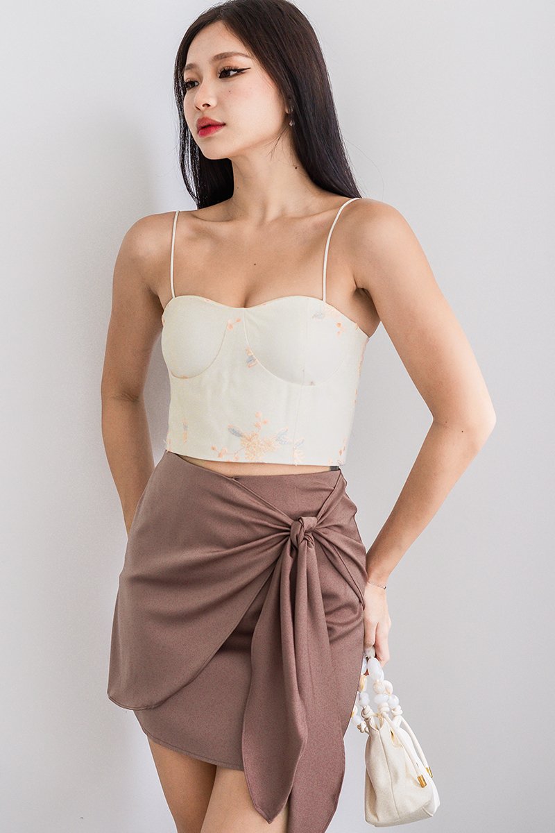 Suzy Embroidery Mesh Padded Bustier Cami Top (Cream) | Dear Lyla